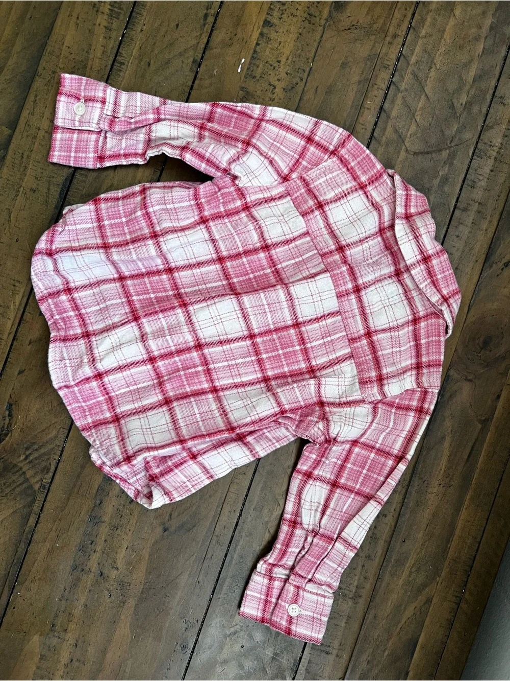 Old Navy baby girl Pink and White Plaid Button-Down Flannel
